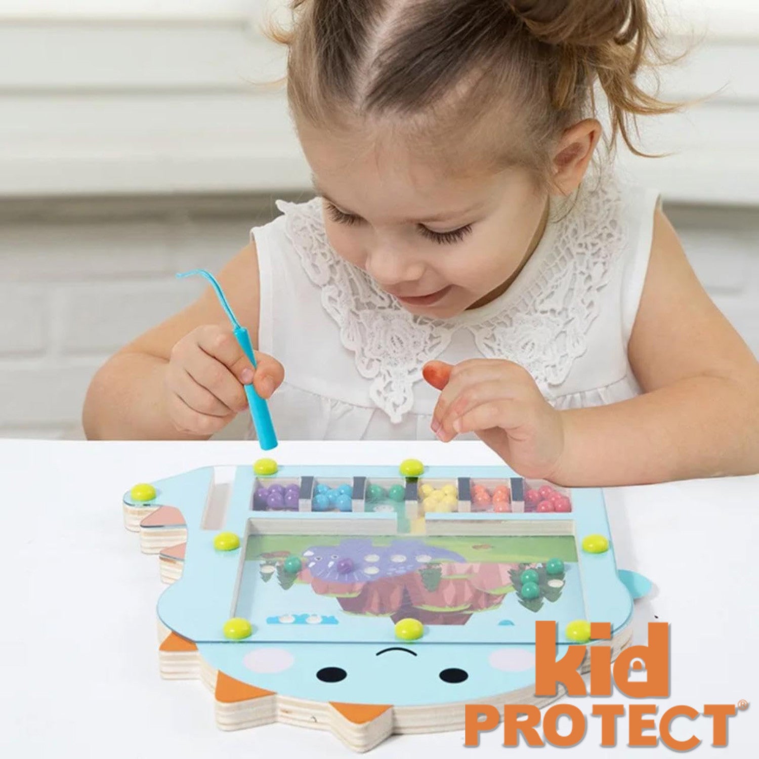 Jucarie Tip Puzzle Magnetic Montessori Din Lemn cu Bilute Pentru Copii KidProtect BrainOrbs