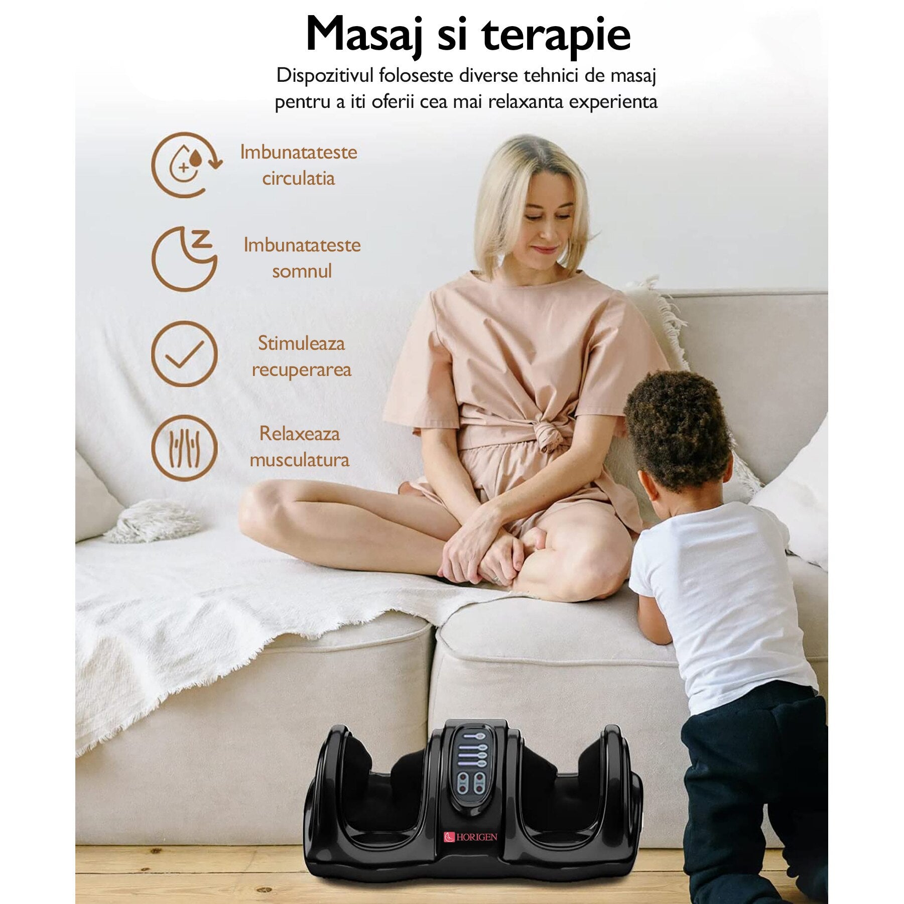 Aparat de masaj picioare Horigen® Feet King, Negru