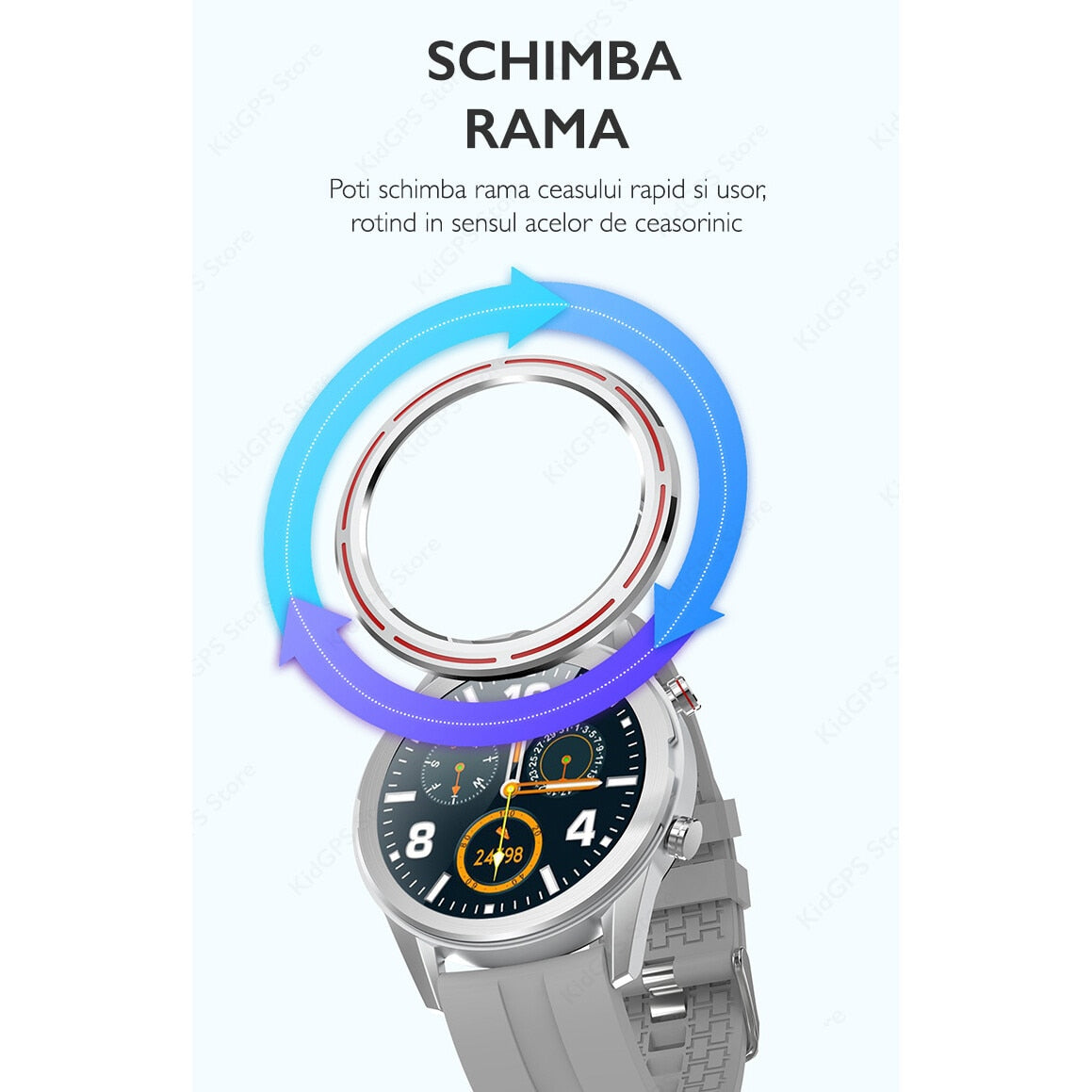 Ceas smartwatch TechONE™ KM02, Negru