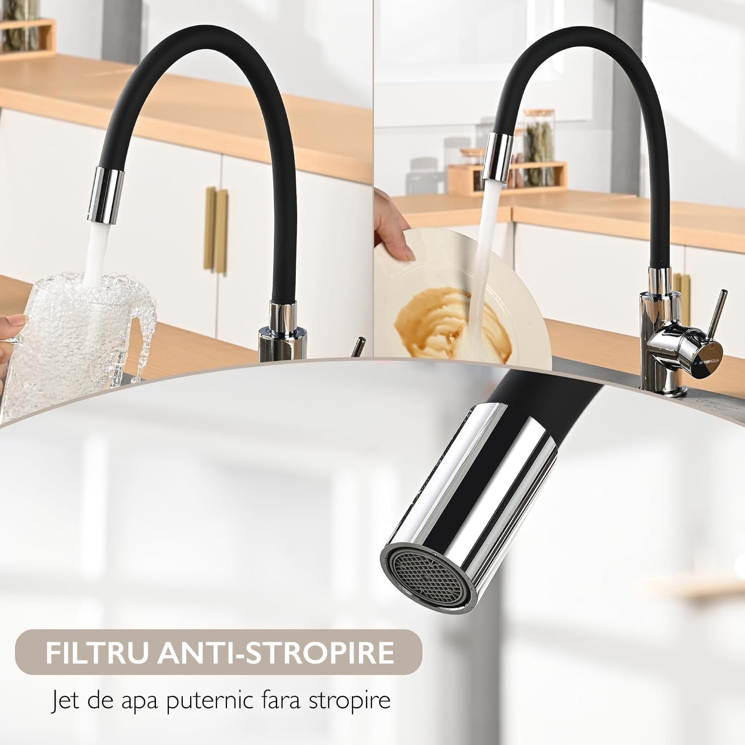 Baterie Chiuveta Bucatarie Topaqua® Flexy+, Negru