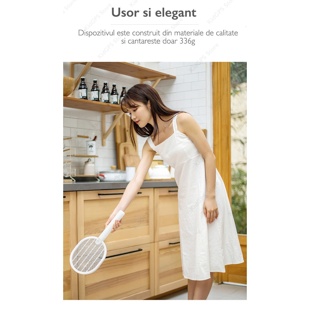 Paleta electrica anti tantari si insecte 2 in 1 Grunluft®, Galben