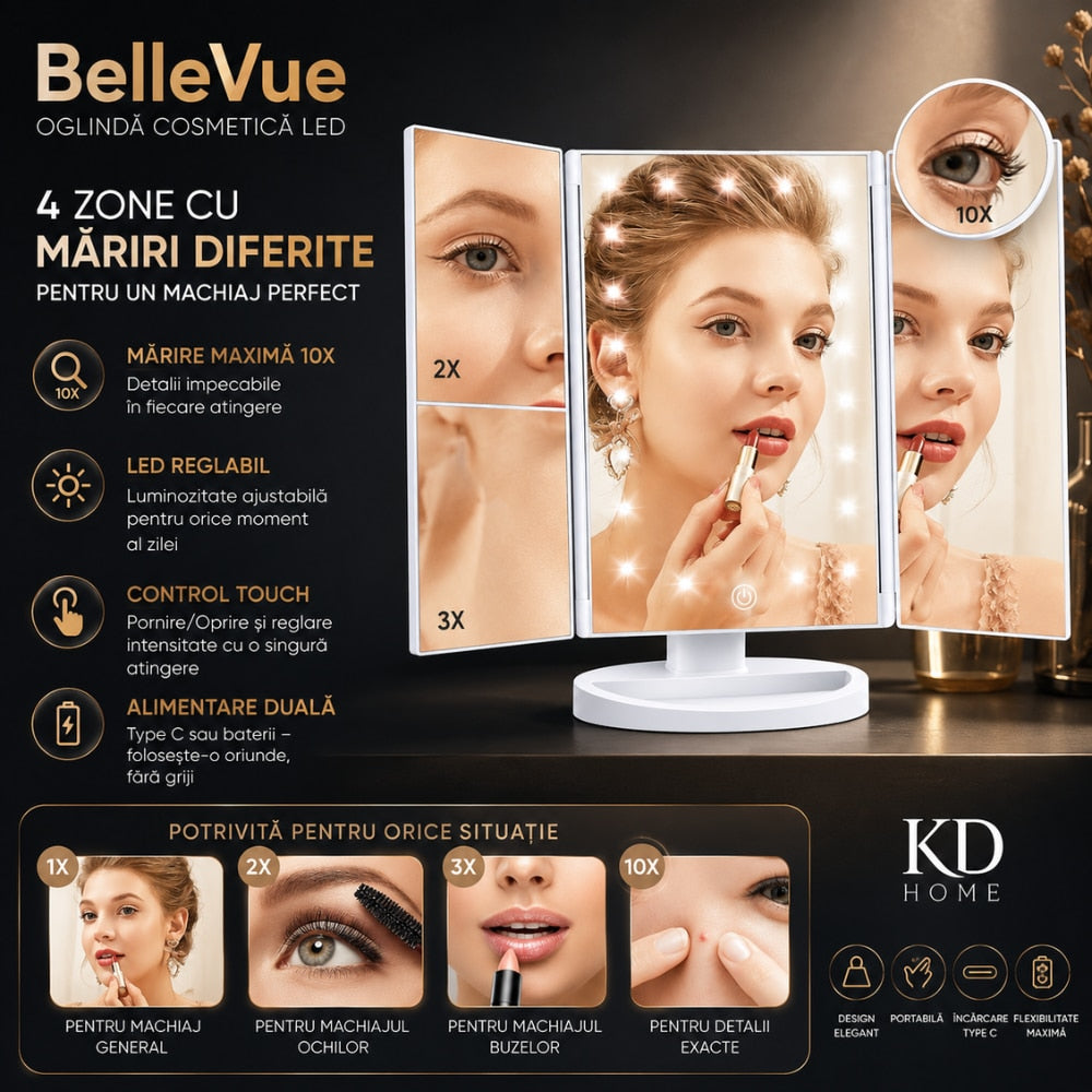 Oglinda Cosmetica Cu Marire Cu Led Pentru Machiaj KD Home BelleVue
