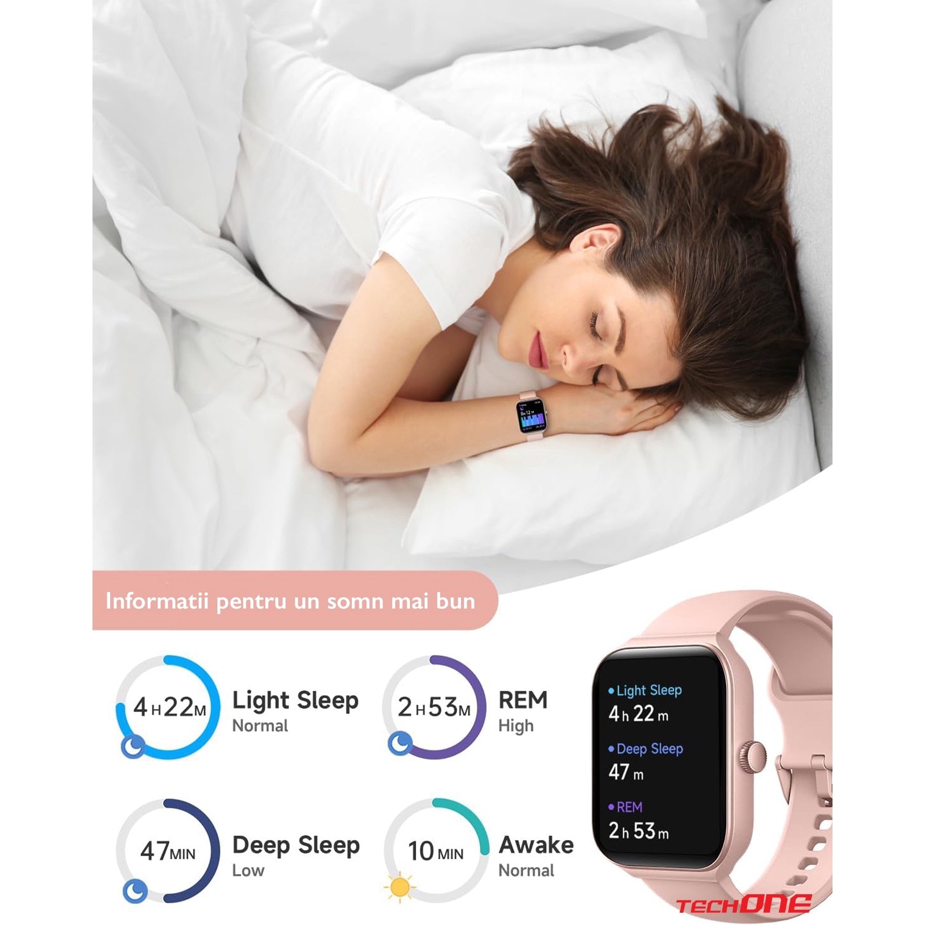 Ceas Smartwatch Femei TechONE® Vita Pulse, Gold