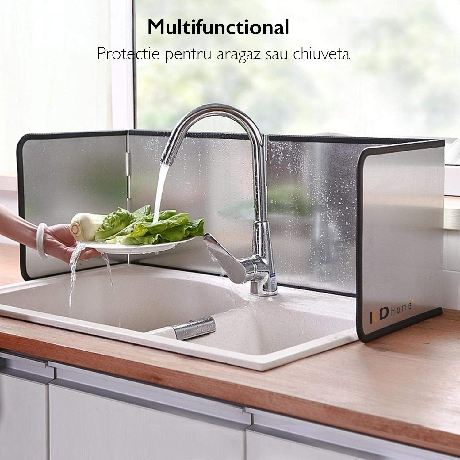 Placa de Protectie Aragaz Anti-Stropi Ulei Dubla KD Home® SplatterShield Pro, Argintiu