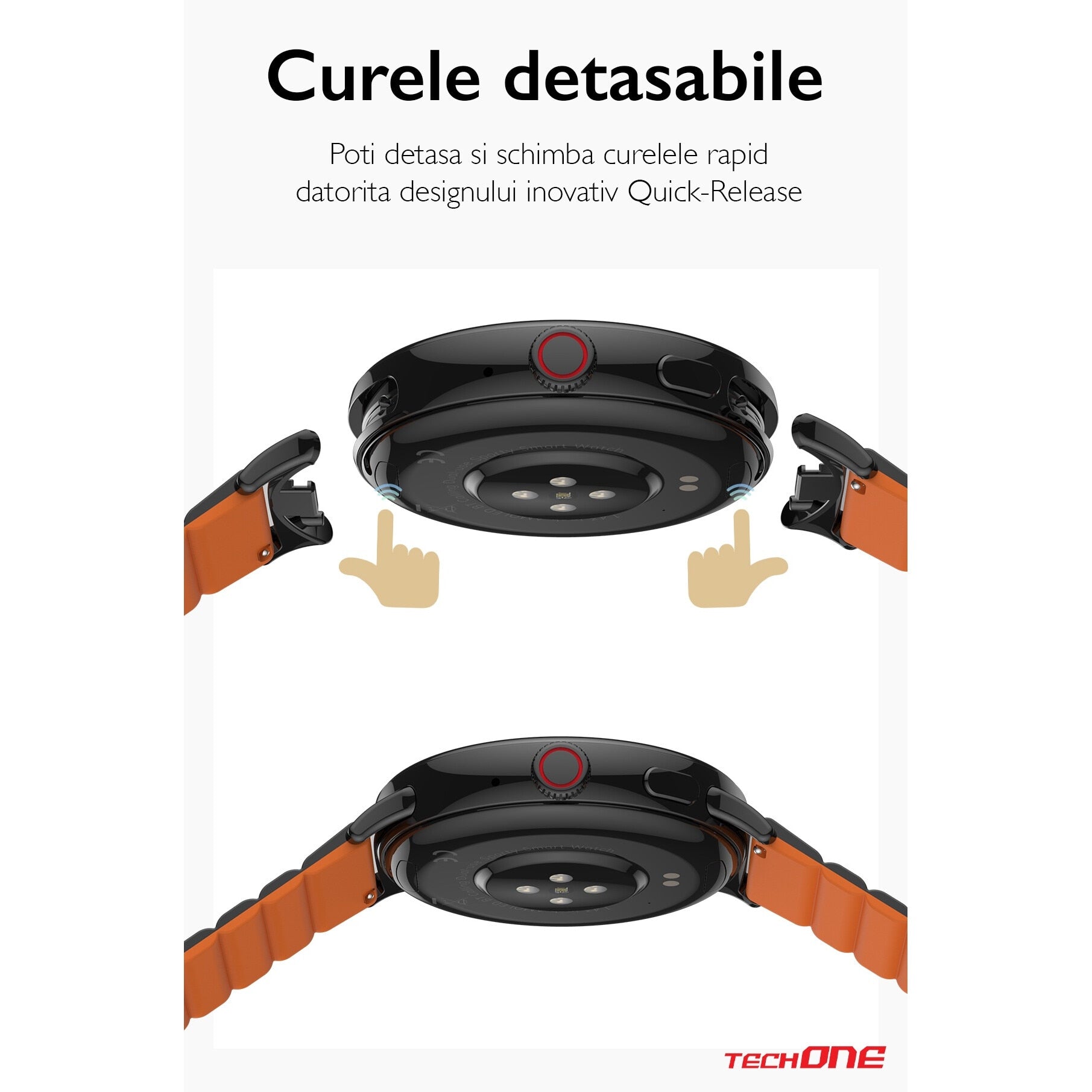 Ceas Smartwatch Barbati TechONE® NeoWrist Pro, Negru