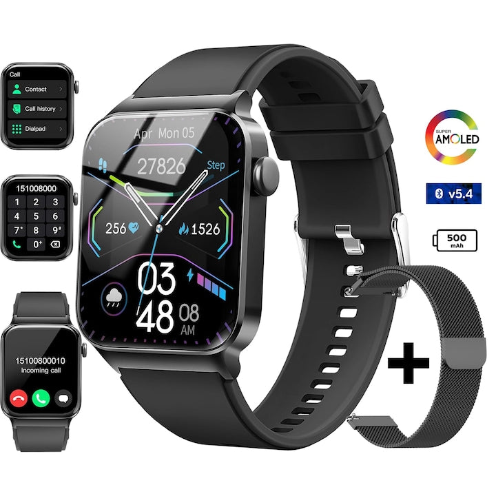 Ceas Smartwatch Barbati TechONE® Zen Wrist,  Negru