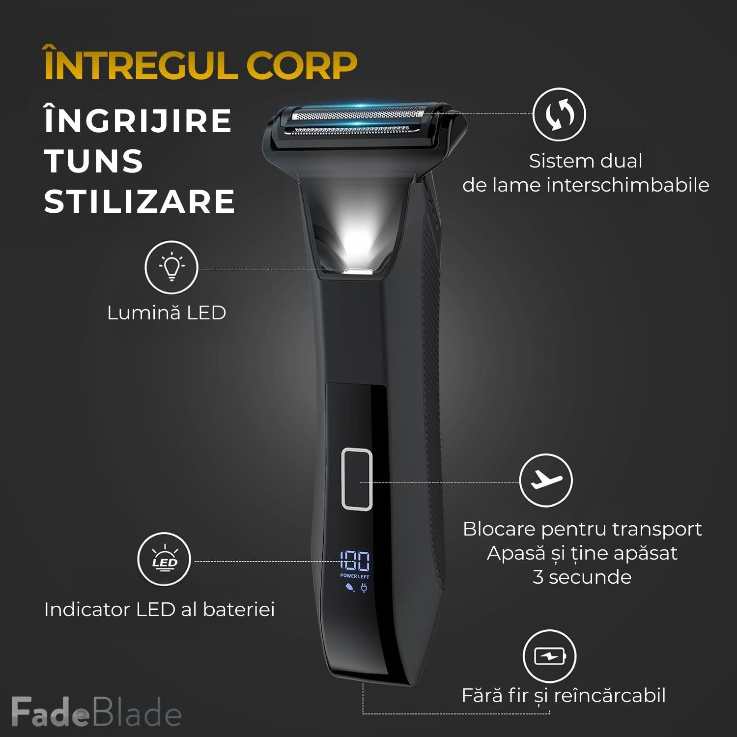 Masina de Tuns 2 in 1 FadeBlade CrownTrim