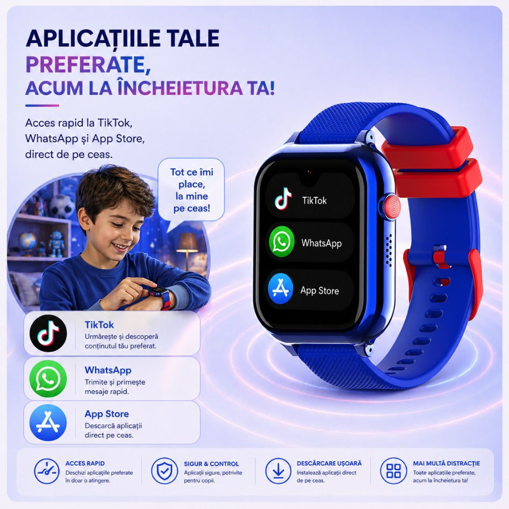 Ceas Smartwatch Copii Si Telefon Techone KT38, Albastru