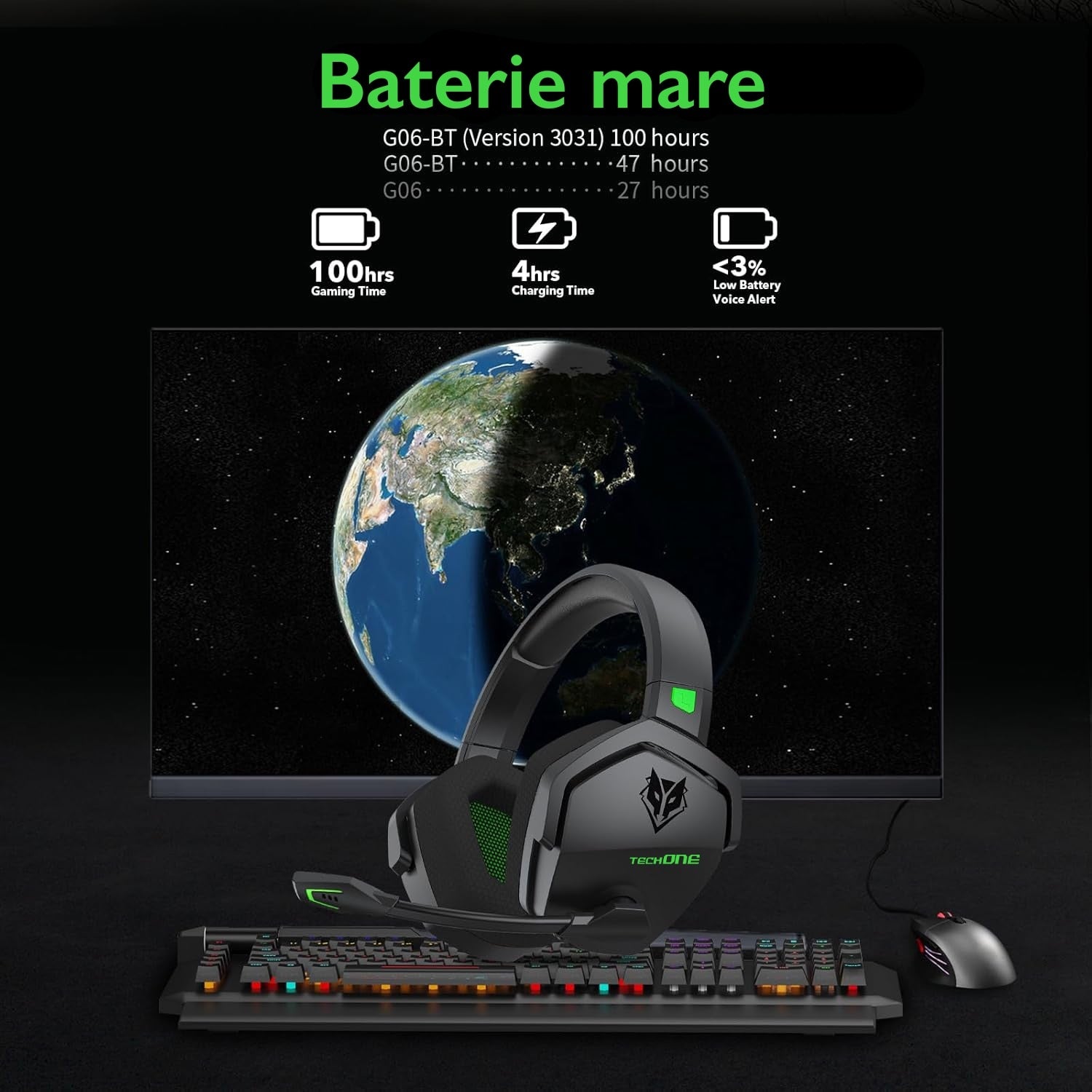 Casti Gaming Profesionale Wireless Techone®SoundForge GX G06-BT Pro