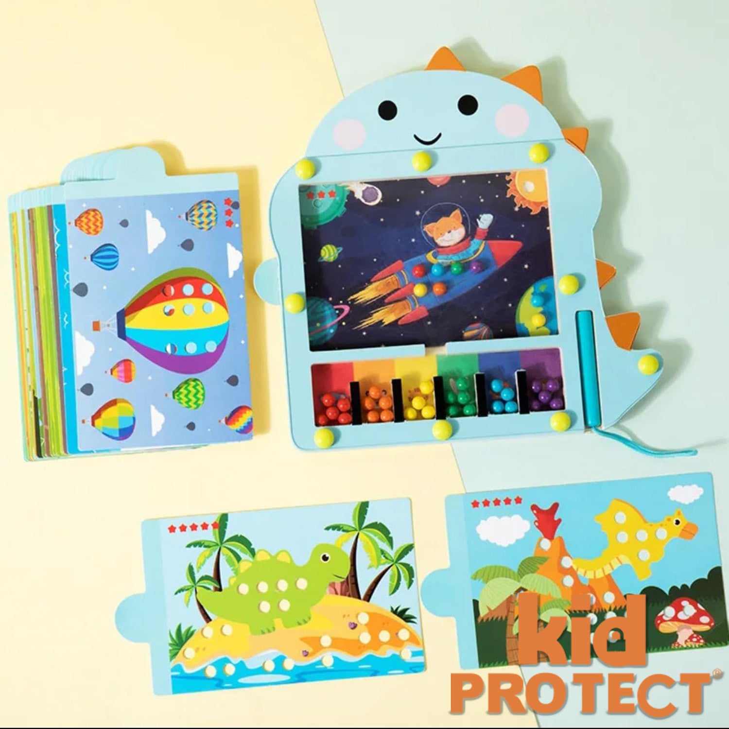 Jucarie Tip Puzzle Magnetic Montessori Din Lemn cu Bilute Pentru Copii KidProtect BrainOrbs