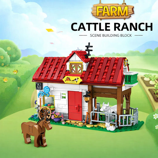Set de Constructie cu Piese Tip Blocuri Constructie MiniBric The Cattle Ranch