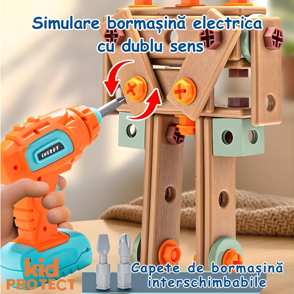 Trusa de Scule Copii De Constructie, Kidprotect Constructor Meister