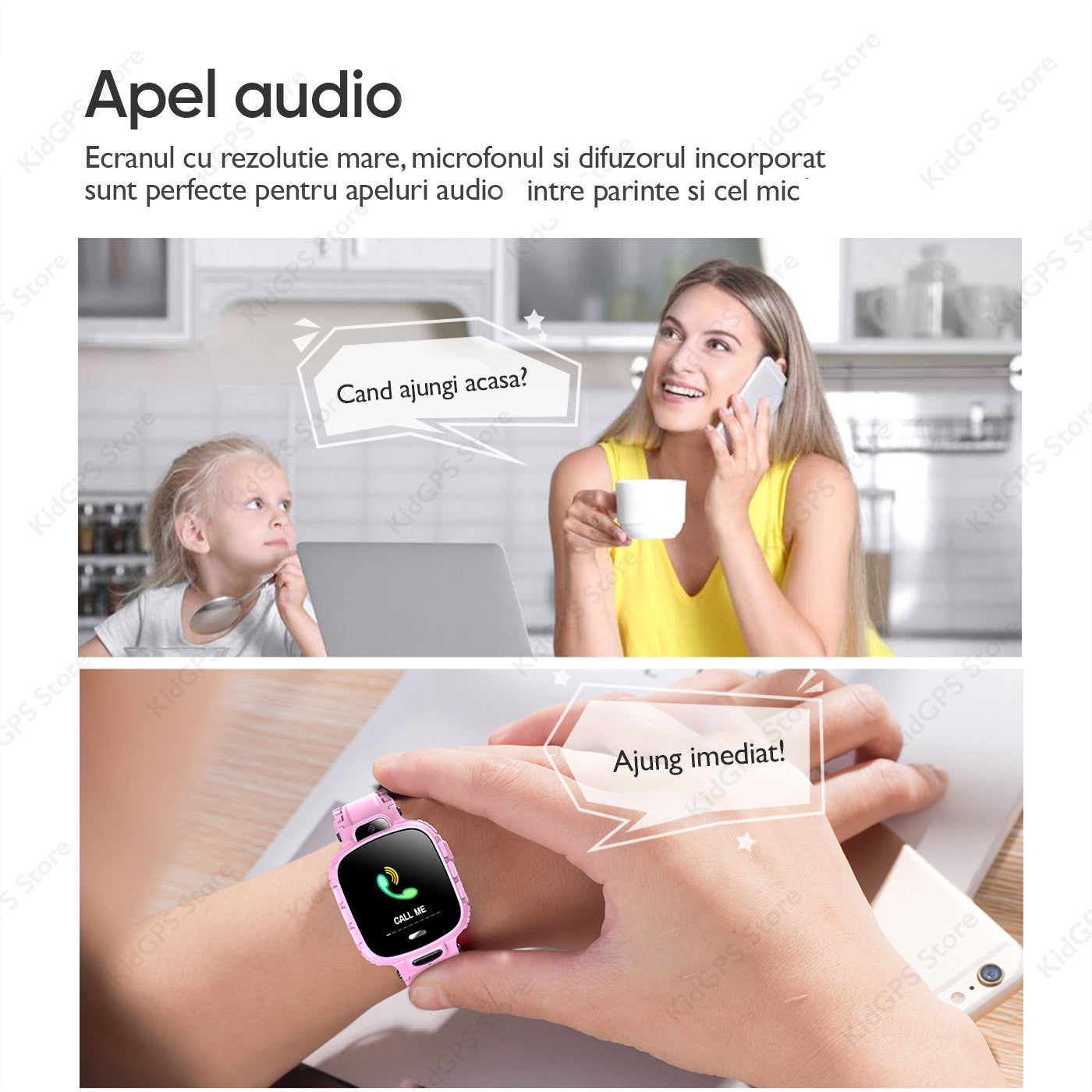 Ceas smartwatch copii GPS TechONE TD26, Roz