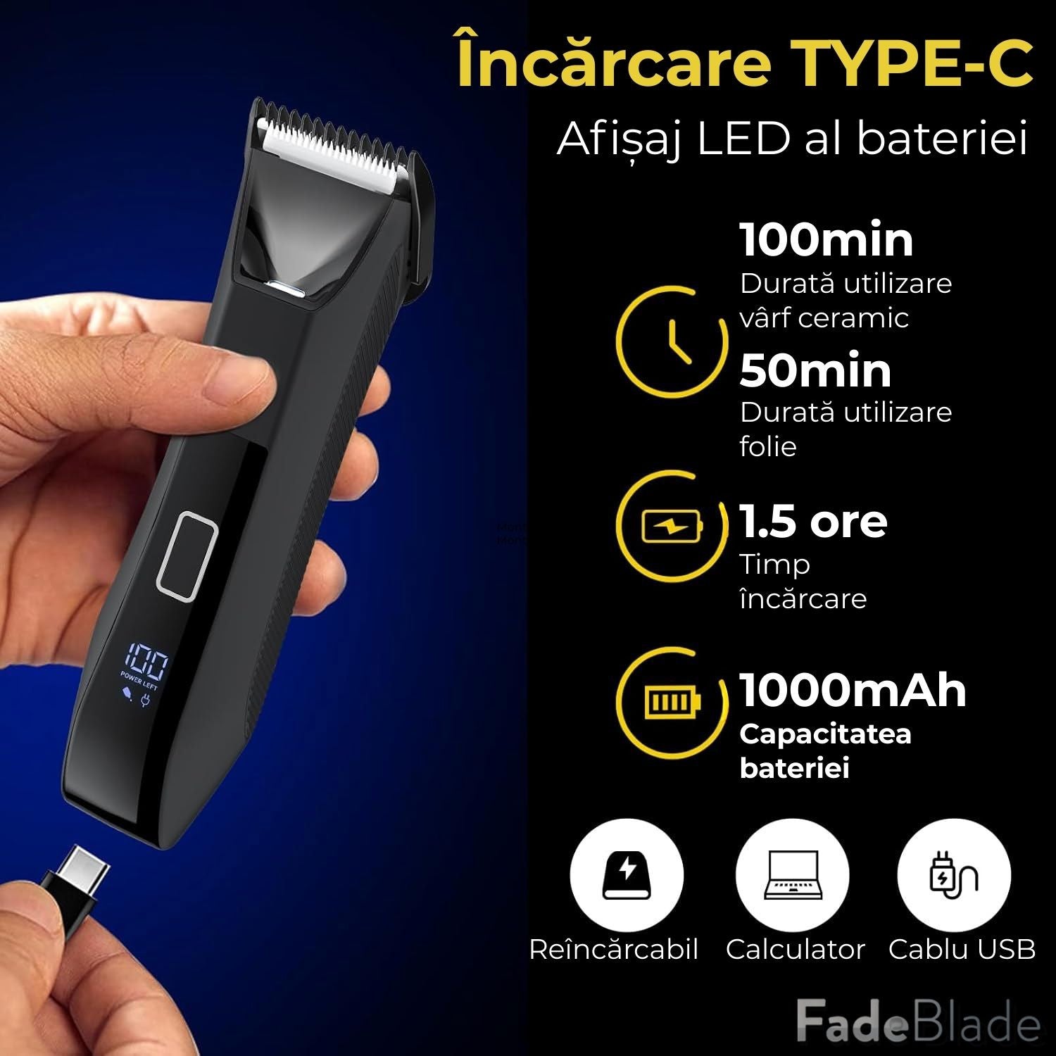 Masina de Tuns 2 in 1 FadeBlade CrownTrim