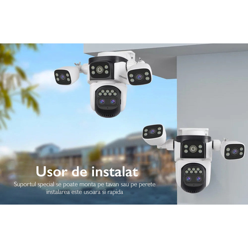 Camera de Supraveghere Cvadrupla Wireless CCTV Loosafe® QuadZoom 10X, Negru