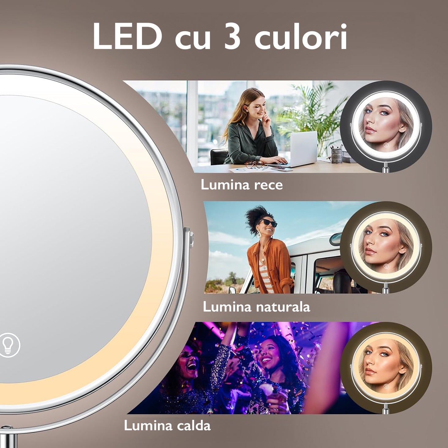 Oglinda Cosmetica Cu Led Pentru Machiaj KD Home® RoyalReflect 10X