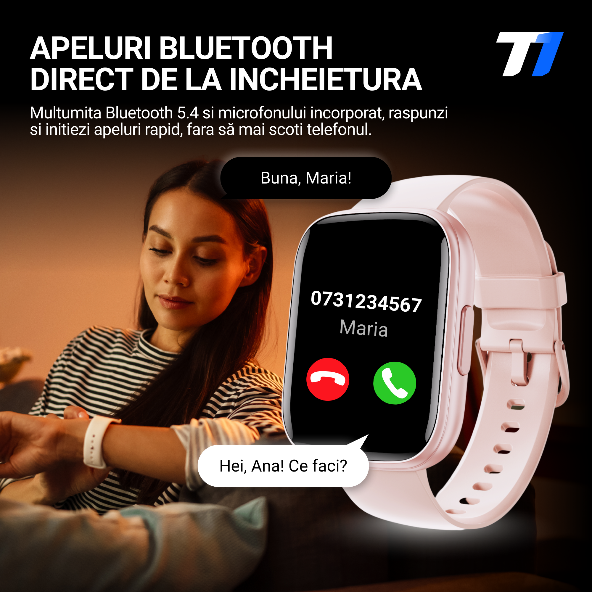 Ceas Smartwatch Femei TechONE CardioX Elite, Auriu