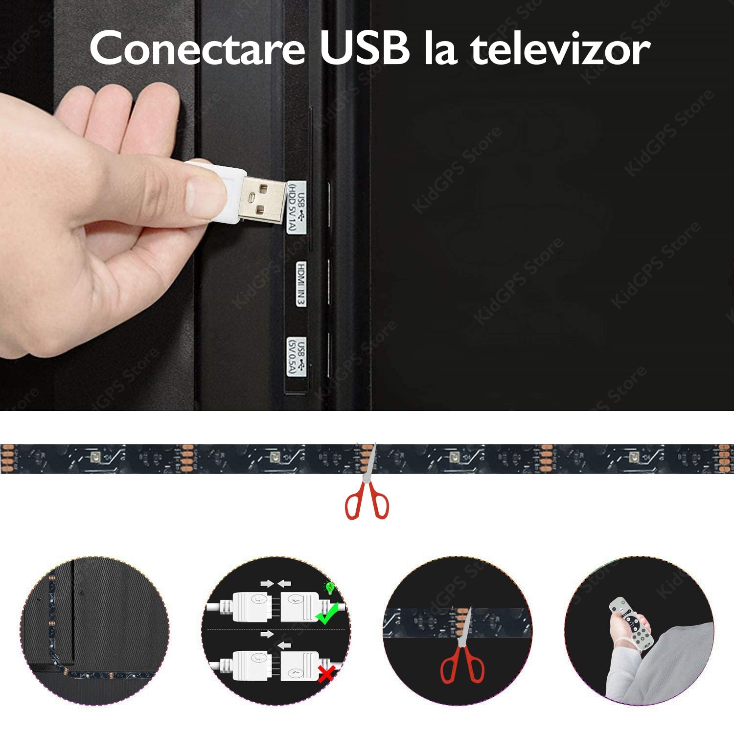Kit Banda LED TV Huerler™ Smart RGB 2.5 metri