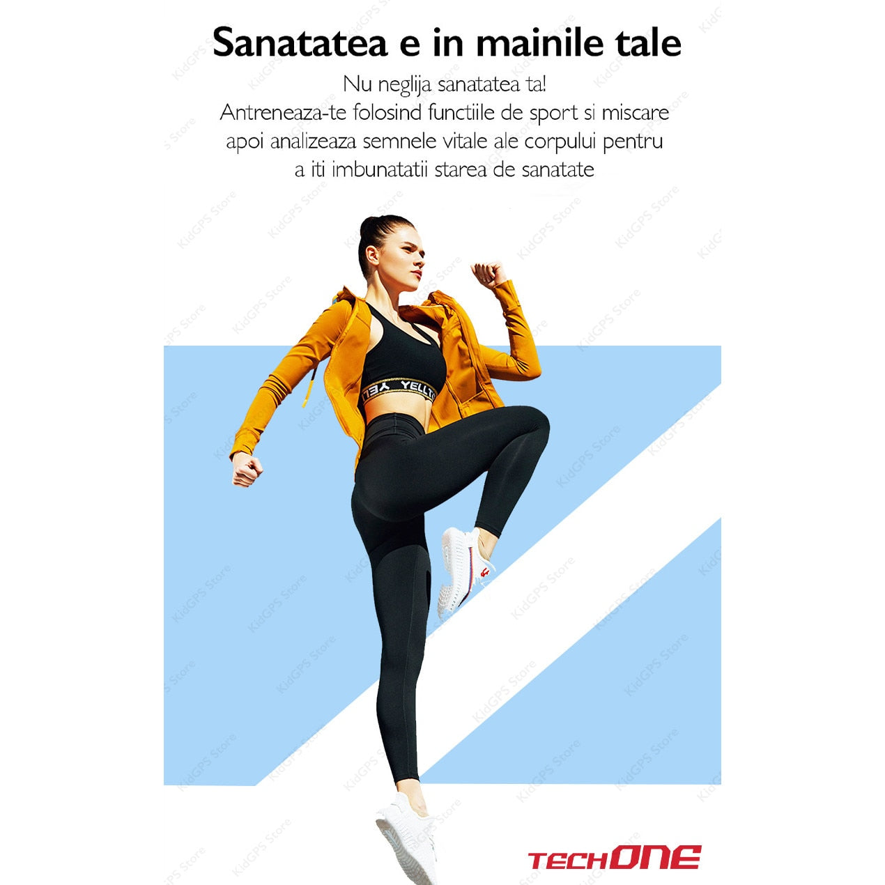 Smartwatch si bratara fitness TechONE™ KW19 Pro, Negru