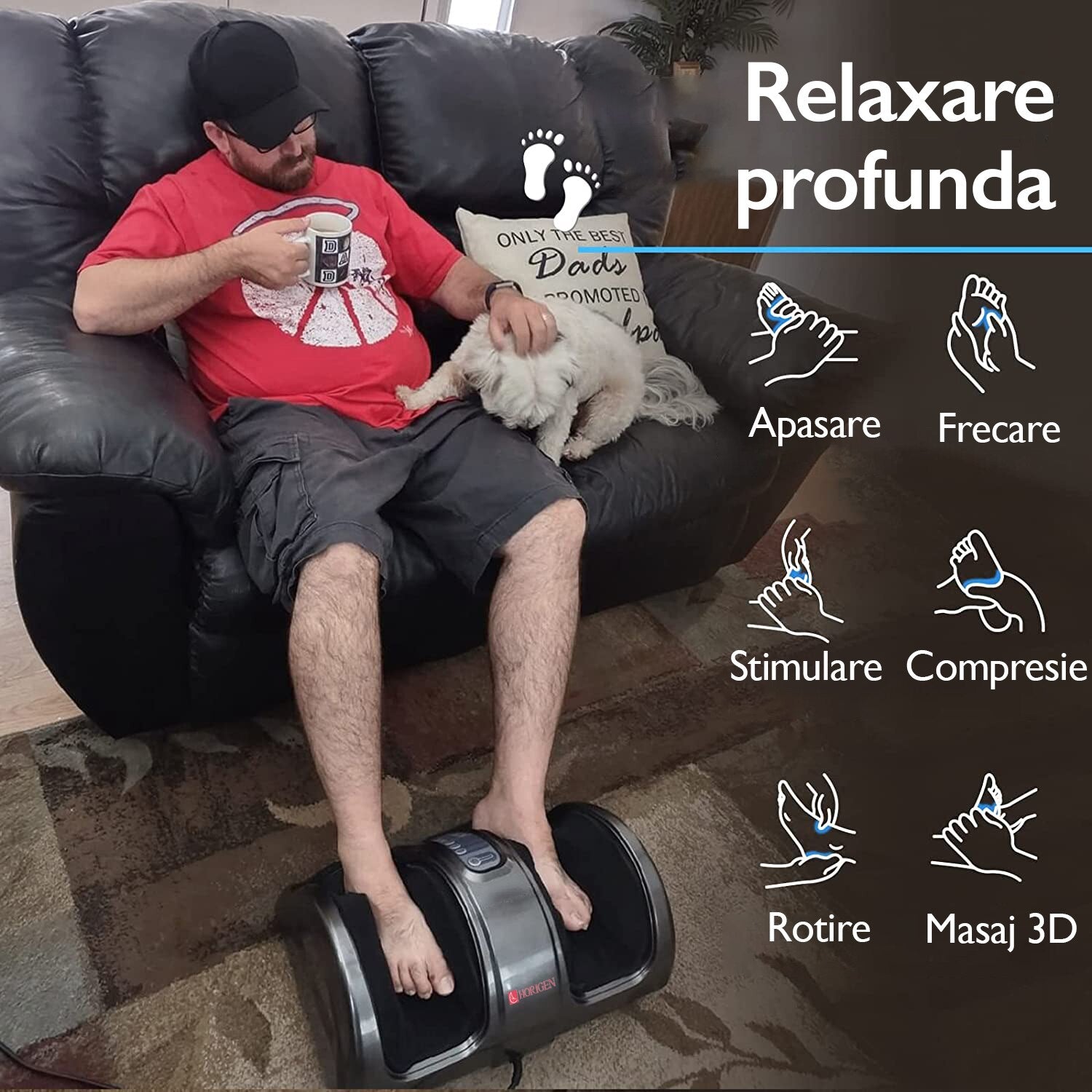 Aparat de masaj picioare Horigen® Feet King, Negru