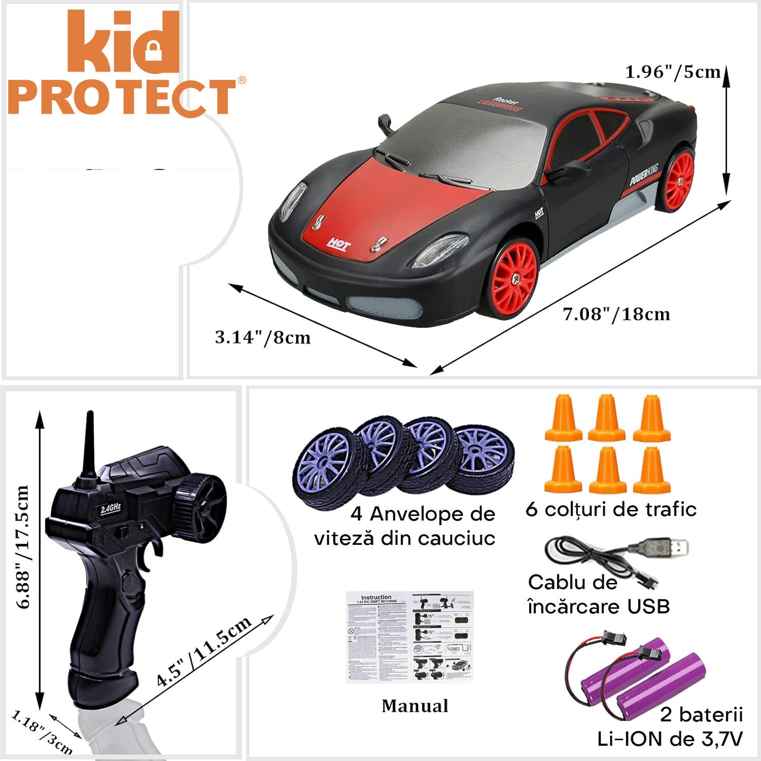 Masinuta cu Telecomanda 2-1 Kidprotect SkidForce Pro