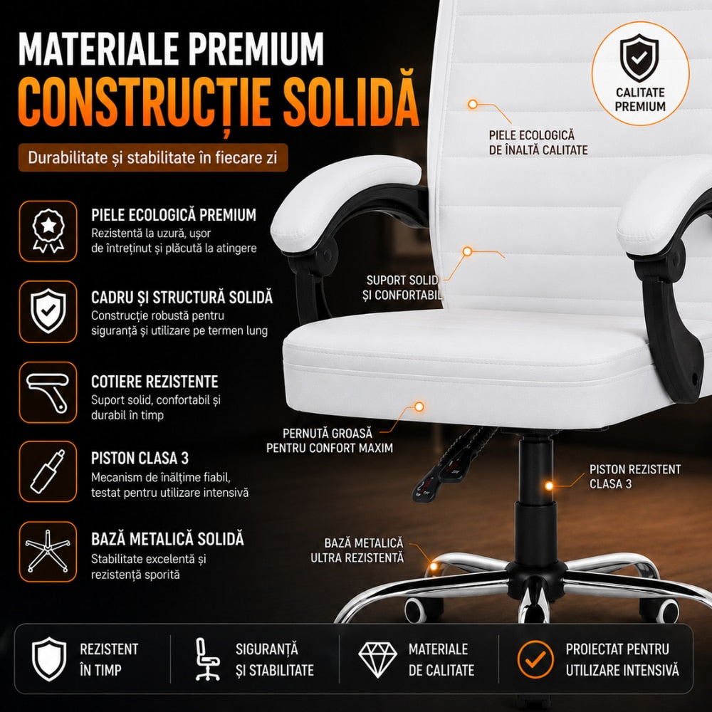 Scaun de Birou Directorial Cu Masaj KD Home DirectorX Duo, Alb