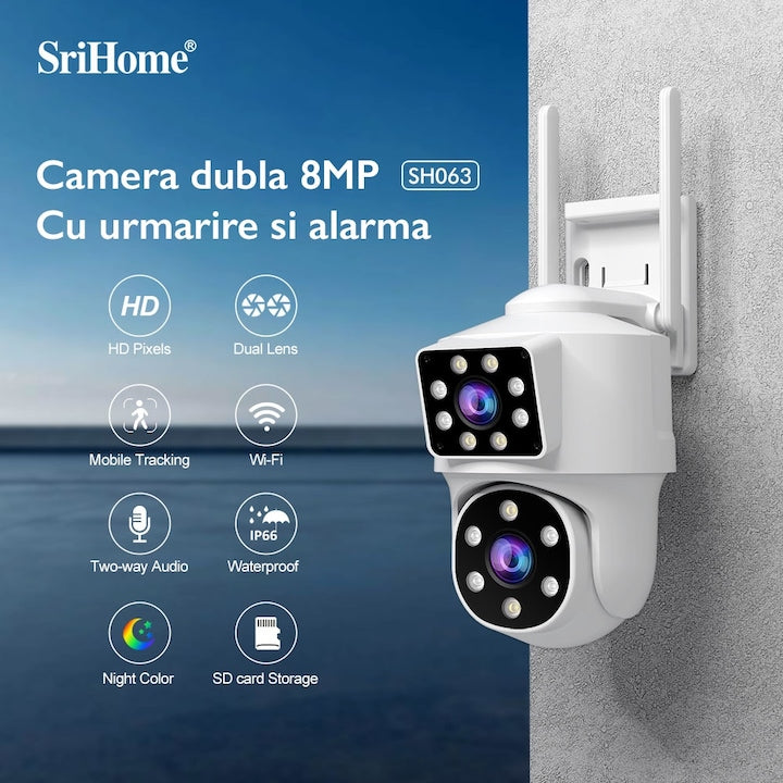 Camera De Supraveghere Video CCTV Dubla WIFI SriHome® SH063 PRO