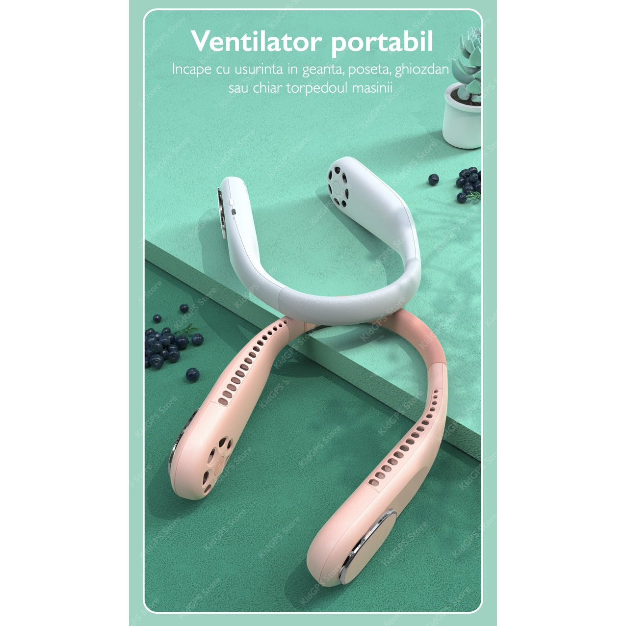 Mini ventilator portabil pentru gat, KD Home® F60
