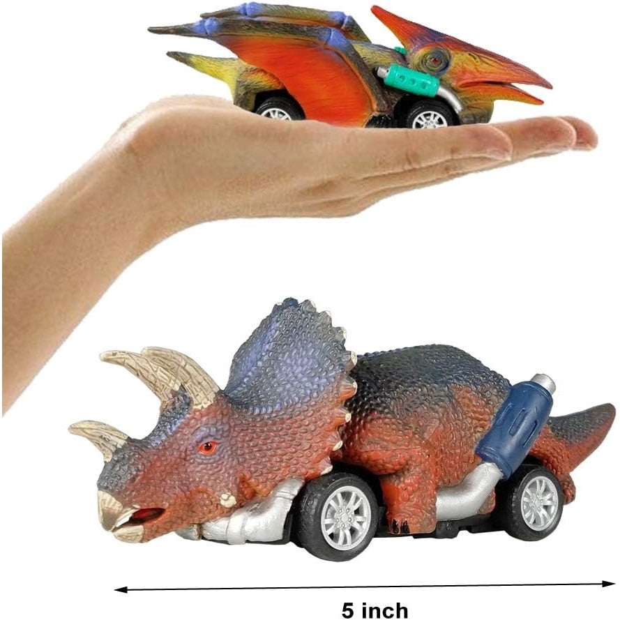 Set 6 Masinute Dinozauri De Jucarie Pentru Copii, KidProtect® Jurassic Speeders, 3 ani+