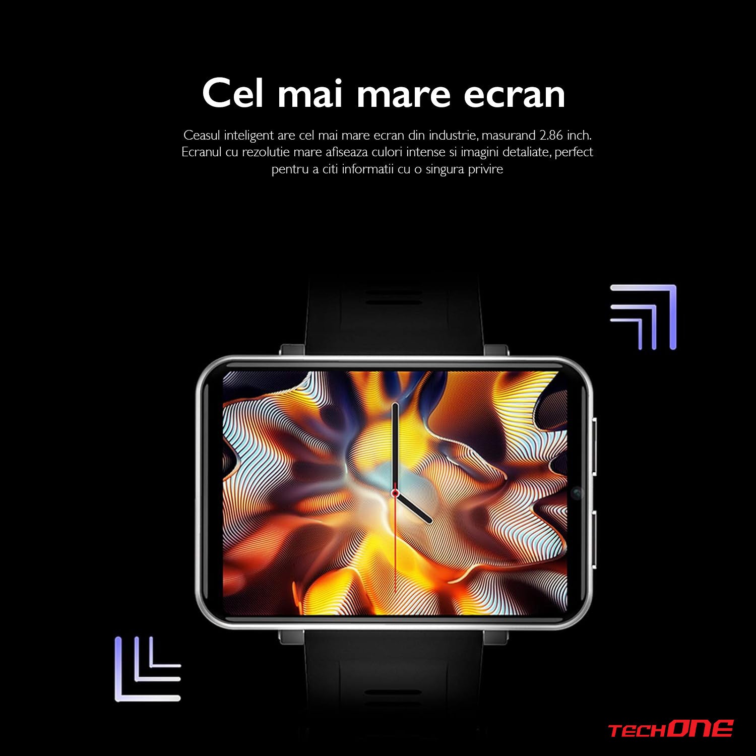 Ceas Smartwatch Barbati TechONE® Orion Smart, Negru