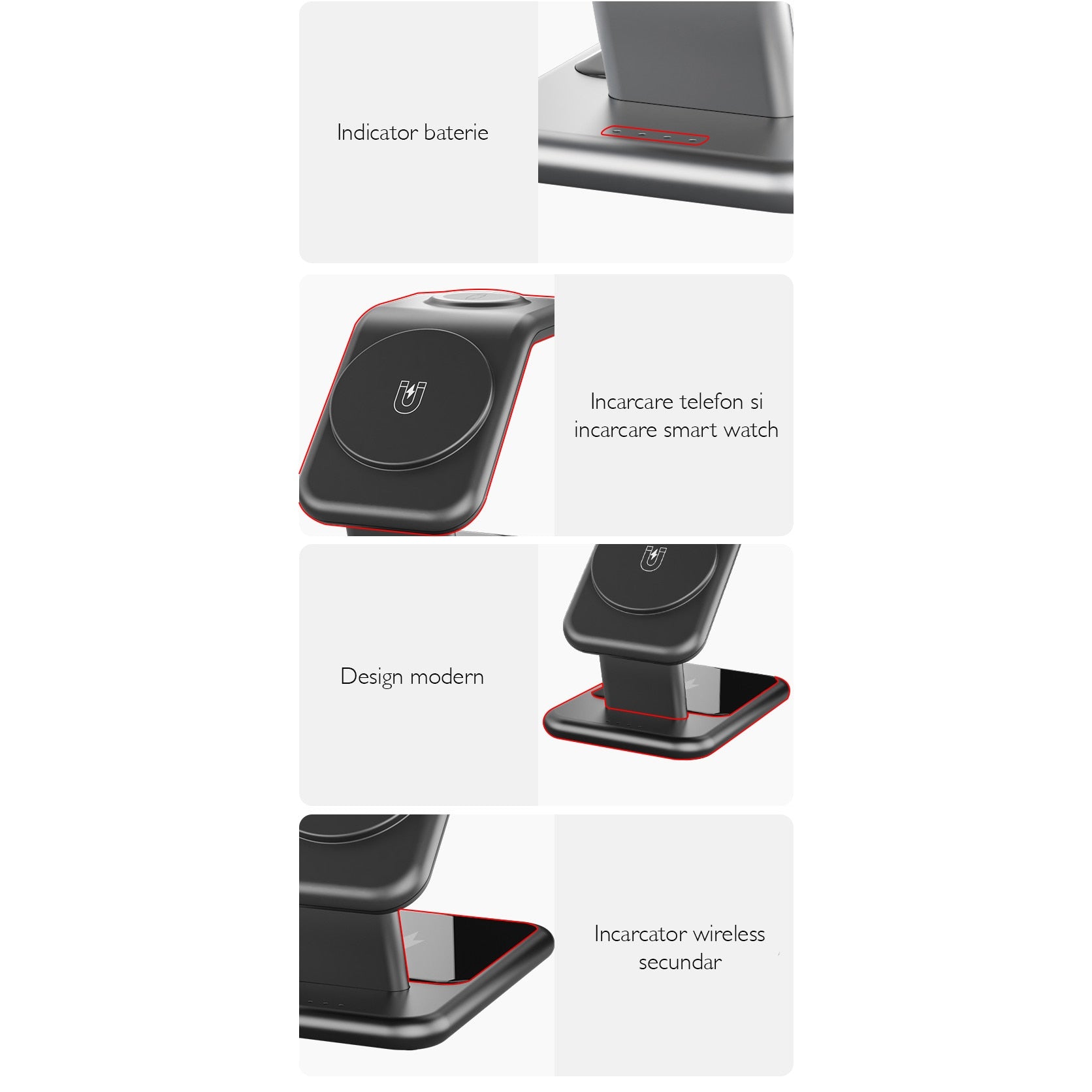 Incarcator Wireless 3 in 1 pentru iPhone Loowoko® Y10