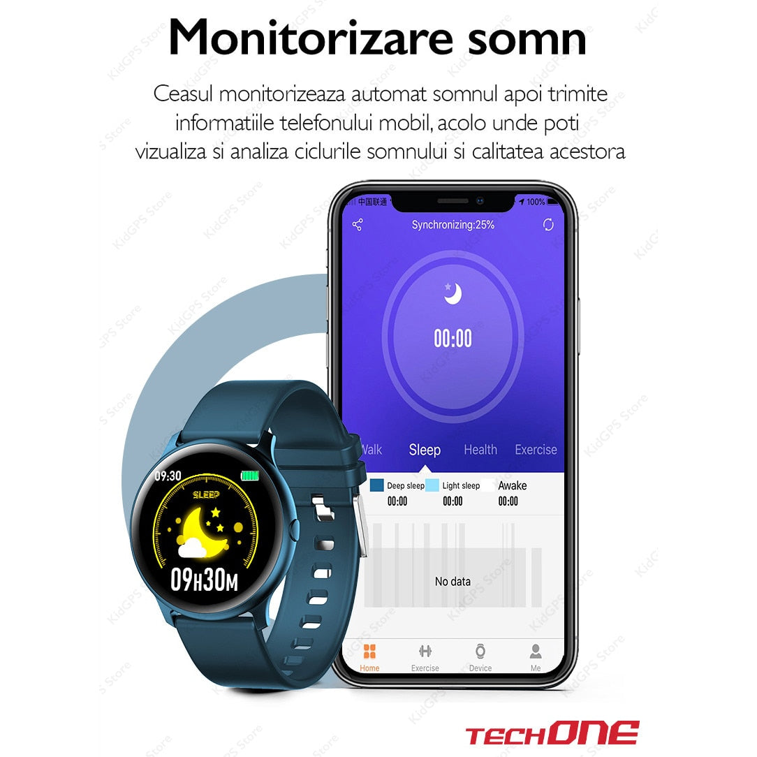 Smartwatch si bratara fitness TechONE™ KW19 Pro, Negru