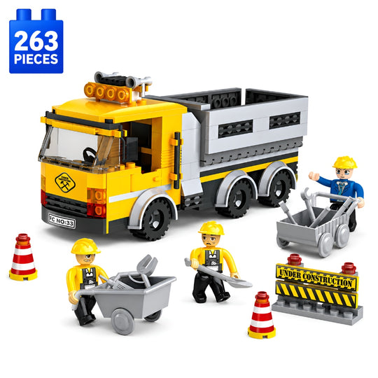 Set de Constructie cu Piese Tip Blocuri Constructie 263 Piese MiniBric Under Construction