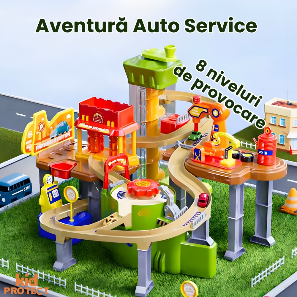 Set Jucarie Interactiva Atelier Auto Pentru Masinute KidProtect Stop Shop
