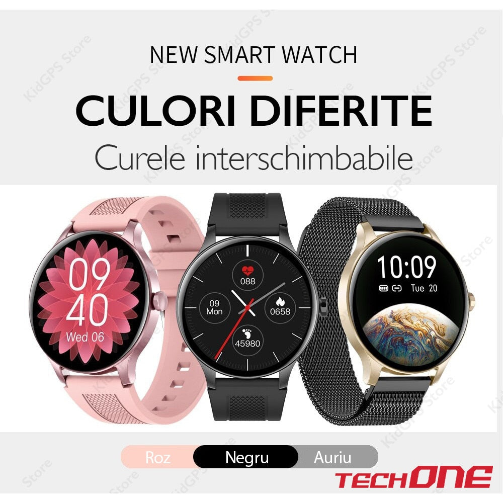 Ceas smartwatch si bratara fitness femei TechONE NY20, Roz