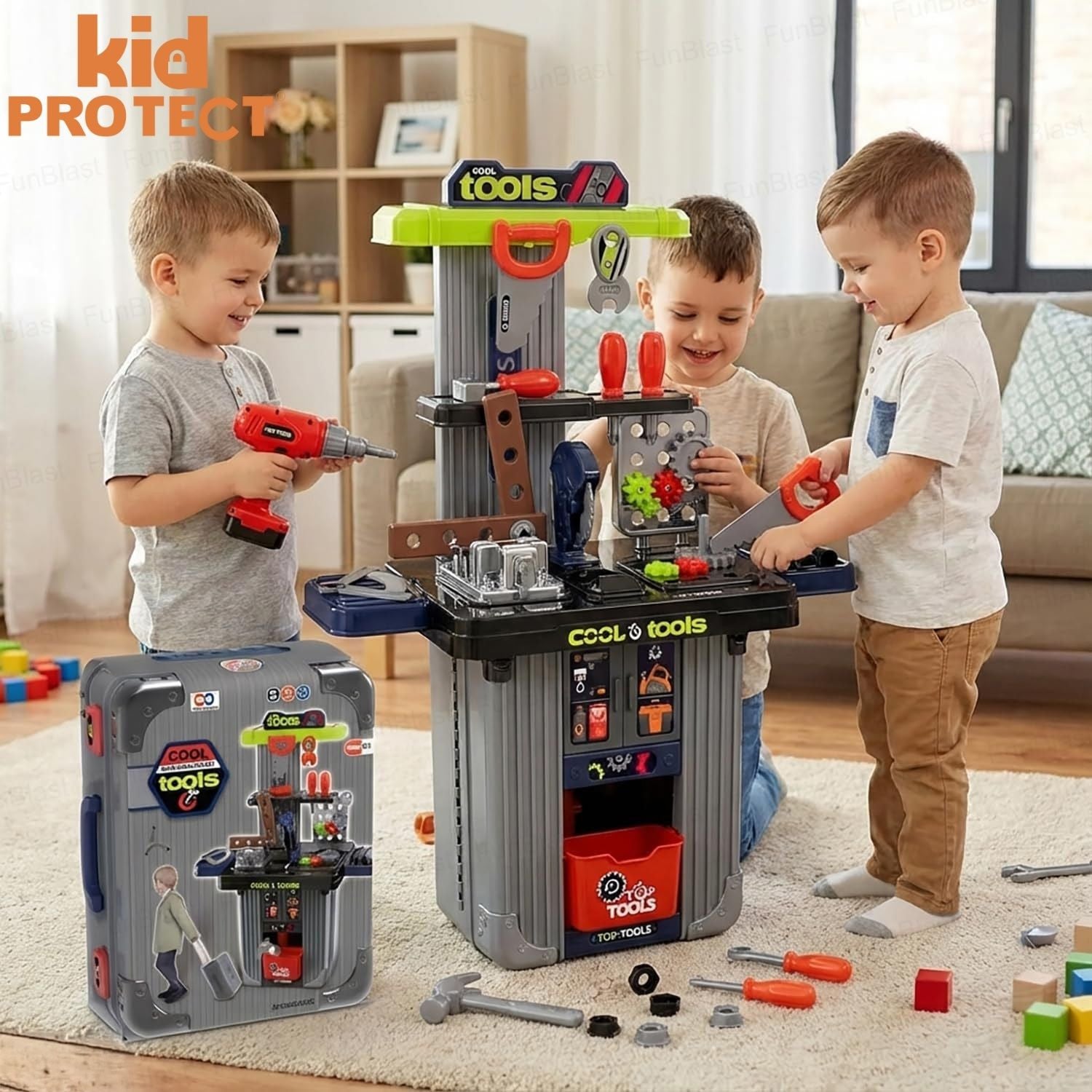 Banc de Lucru Copii 3 in 1 Kidprotect MiniBuilder Duo Case