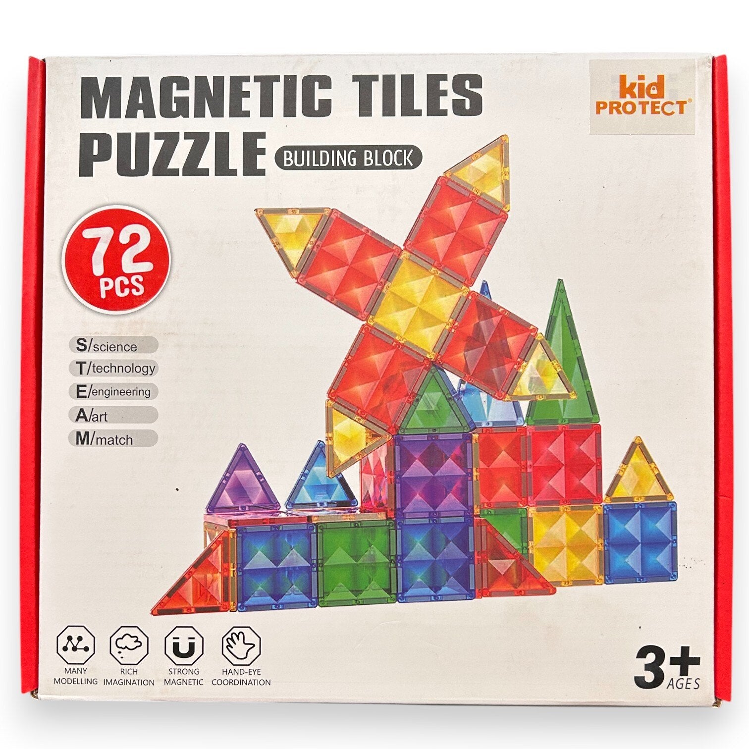Set Constructie Blocuri Magnetice Copii KidProtect Big Tiles Puzzle