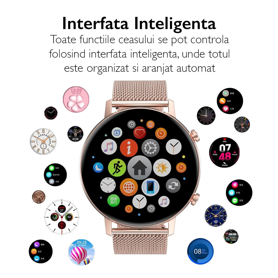 Ceas smartwatch TechONE™ DT96, Auriu