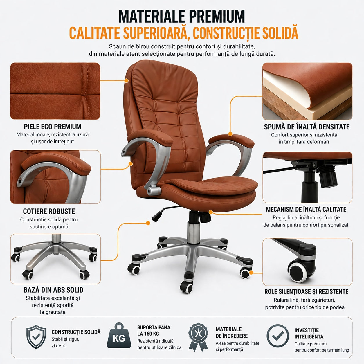Scaun De Birou Directorial Ergonomic KD Home Vantage Prime, Maro
