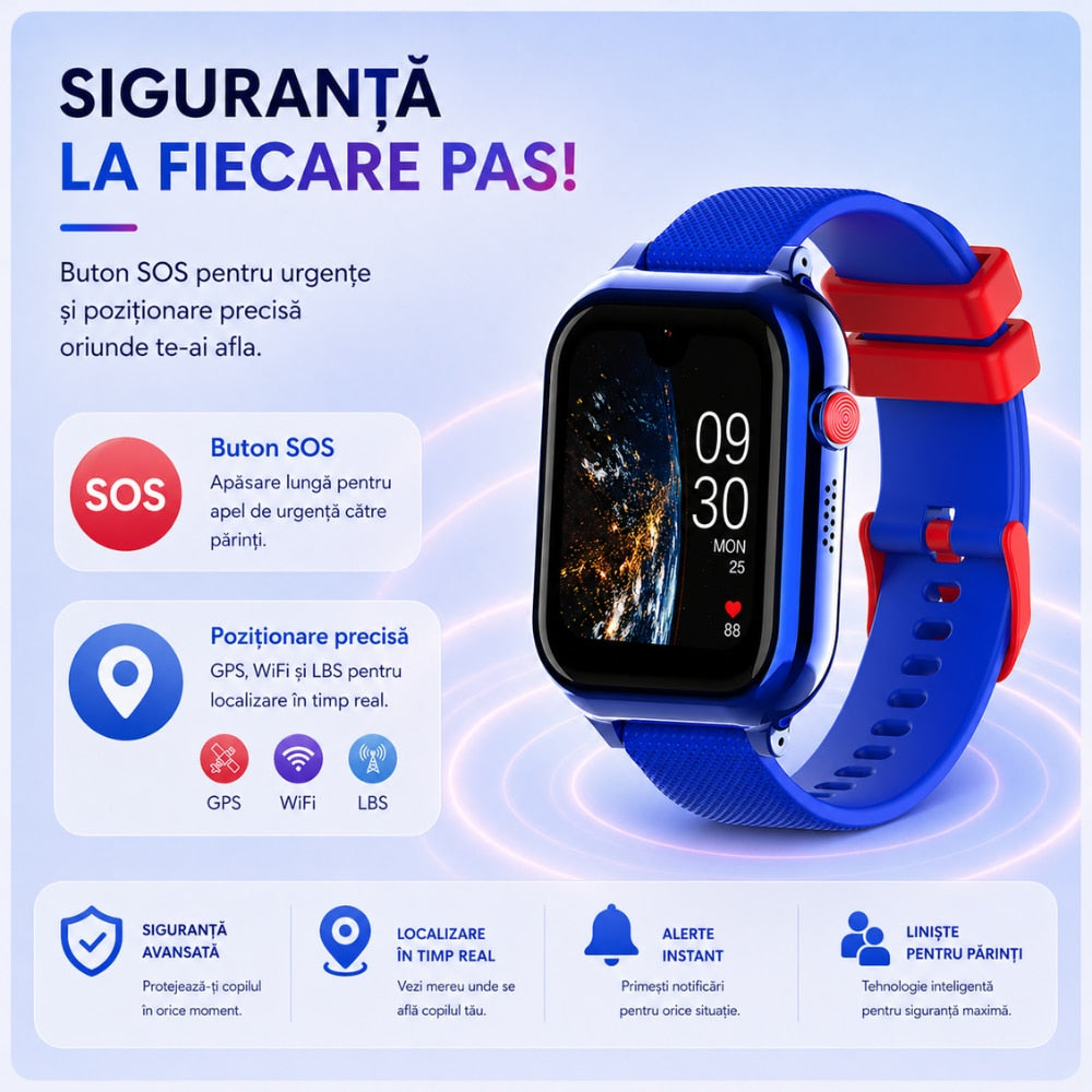 Ceas Smartwatch Copii Si Telefon Techone KT38, Albastru