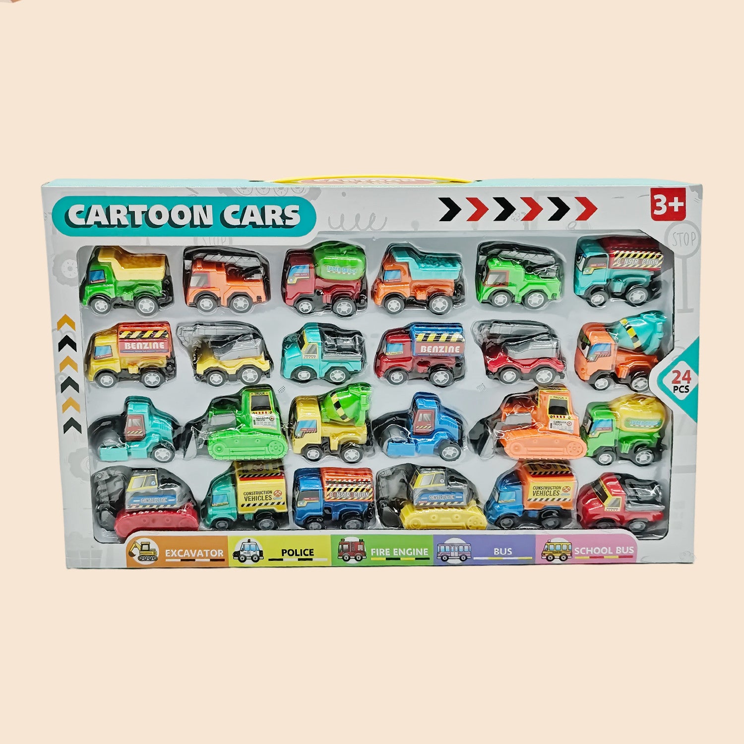 Set 24 Masinute Pentru Copii, KidProtect All Round Cars