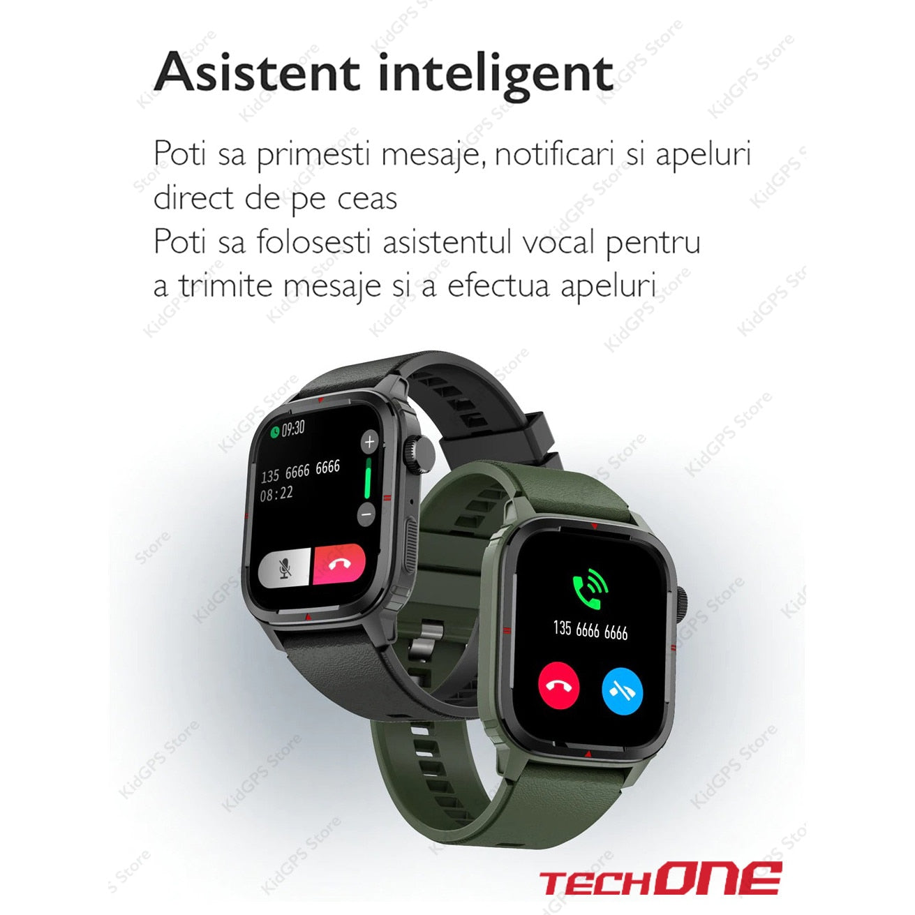 Ceas smartwatch barbati TechONE Q25 GT Runner, Argintiu