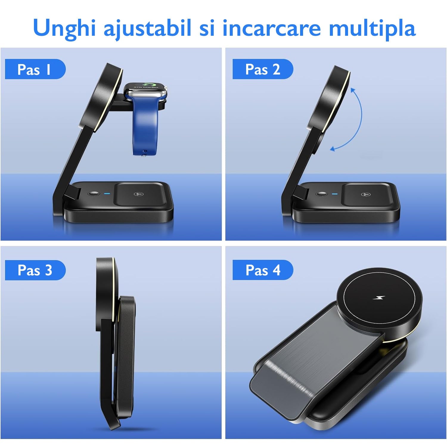 Statie Incarcare Wireless 3 in 1 Loowoko® W79