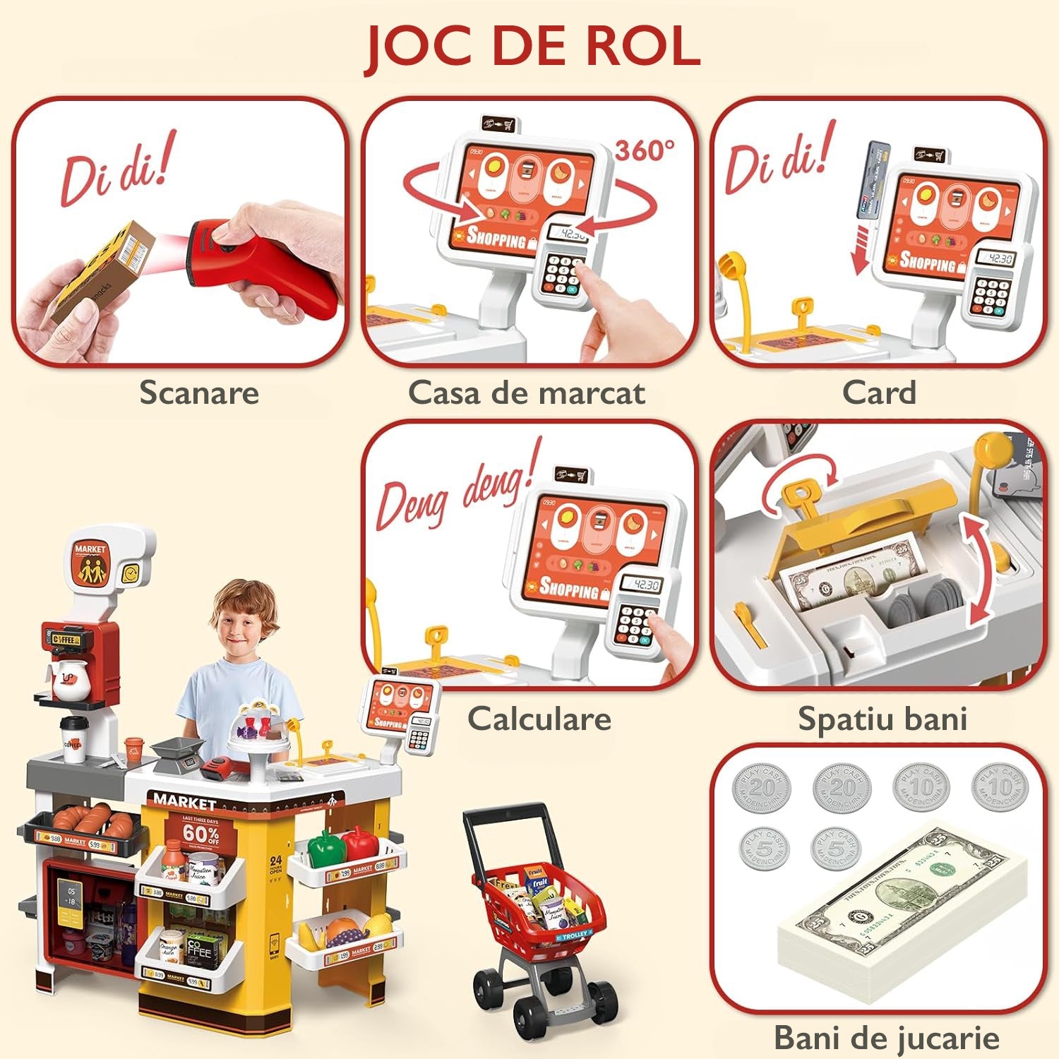 Set de Cumparaturi Tip Supermarket KidProtect MiniMarket Deluxe