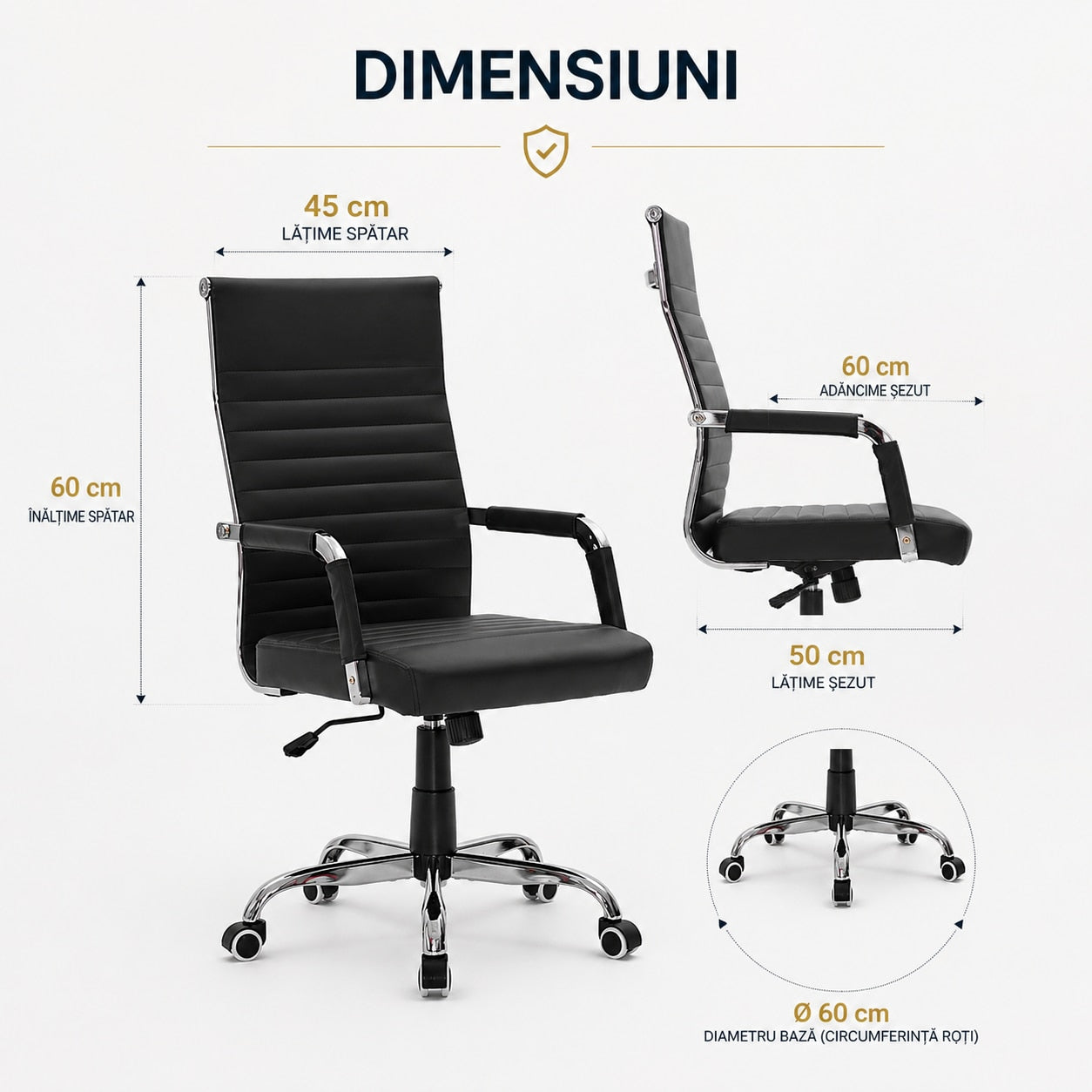 Scaun De Birou Directorial Ergonomic KD Home Syncro, Negru