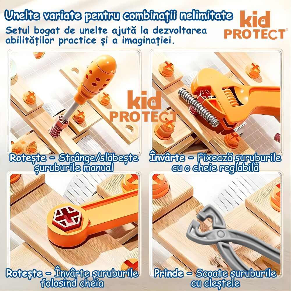 Trusa de Scule Copii De Constructie, Kidprotect Constructor Meister