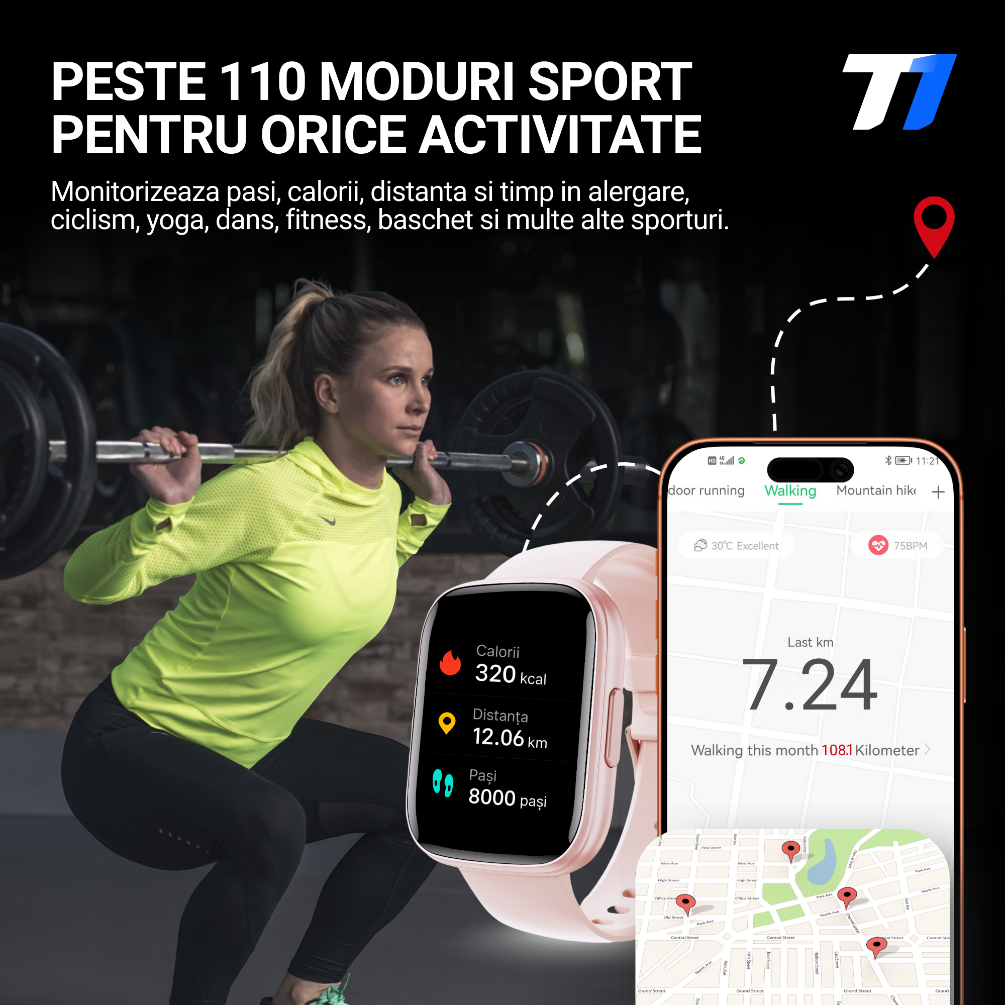 Ceas Smartwatch Femei TechONE CardioX Elite, Auriu