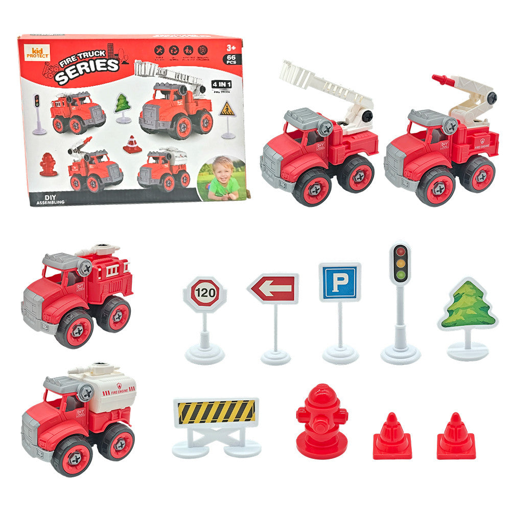 Masinuta Demontabila Pentru Copii 4 in 1, KidProtect Fire Team Builder