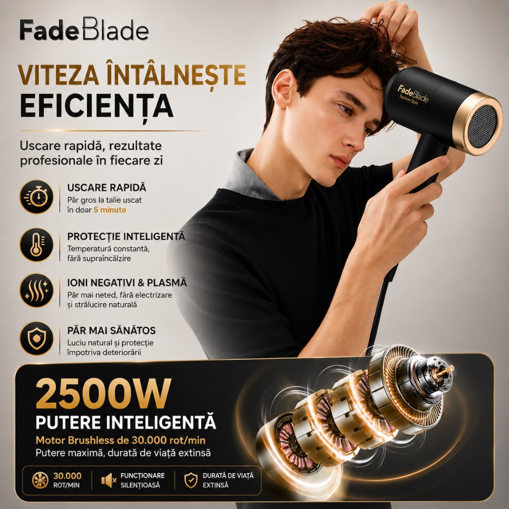 Uscator de Par Profesional cu Plasma FadeBlade BlazeFlow