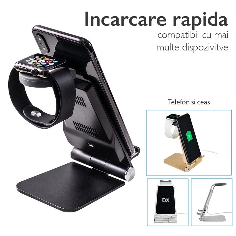 Stand dublu de incarcare wireless de birou Loowoko™ S19 Pro
